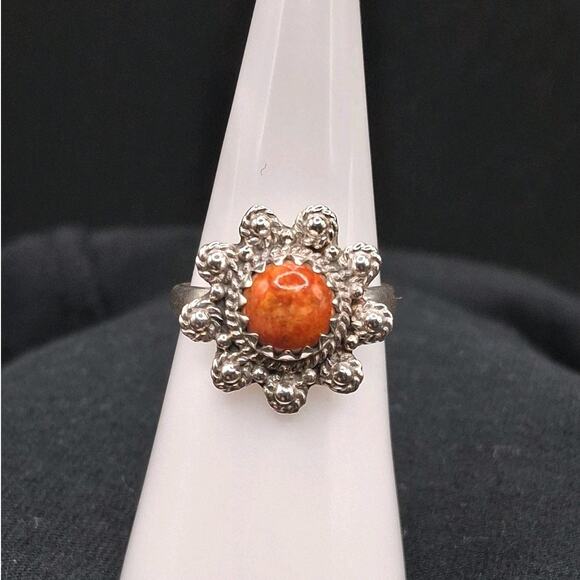 Other Jewelry - Spiny Oyster Turquoise Ring, Size 6, Southwestern, Orange, Sterling Silver